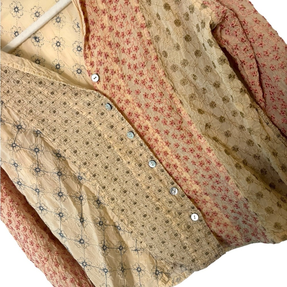 J. Jill Multicolor Patchwork Button-Down Embroide… - image 2